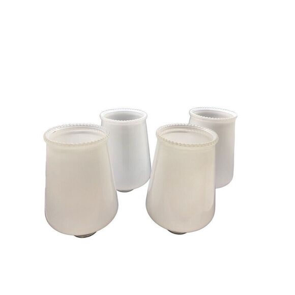VINTAGE WHITE FROSTED GLASS LAMP SHADES 1 1/2" FITTER 2 QTY Replacement - Picture 3 of 16